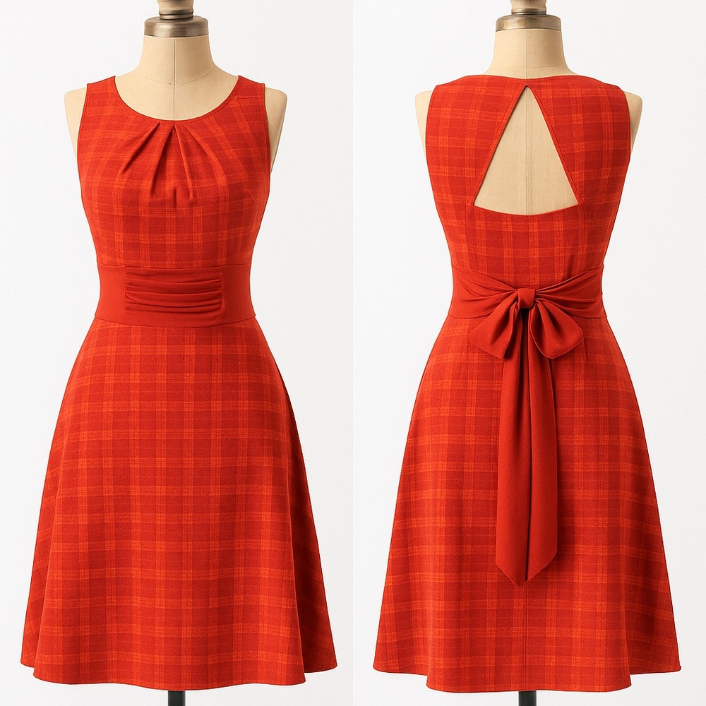 Anthropologie Girls From Savoy Womens A Line Dress 100% Silk Sleeveless Red 8